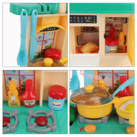 HKM-524755 Realistic Sounds and Lights Kitchen Playset for Kids - 23-Piece Role Play Cooking Toy Set