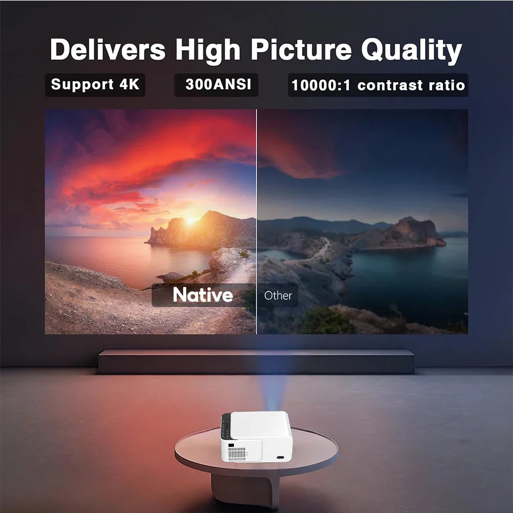 KTX-400275 Compact 4K LED Mini Projector with Android 13 for Home Theatre and Movie Experience