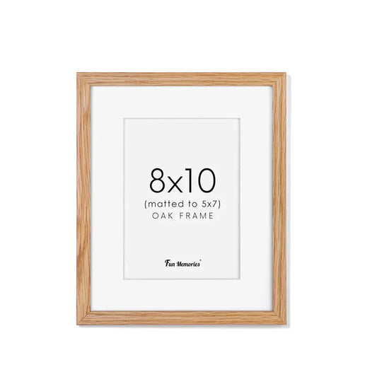 KTX-226899 Solid Oak Wood 8x10 Photo Frame for Wall and Tabletop Display