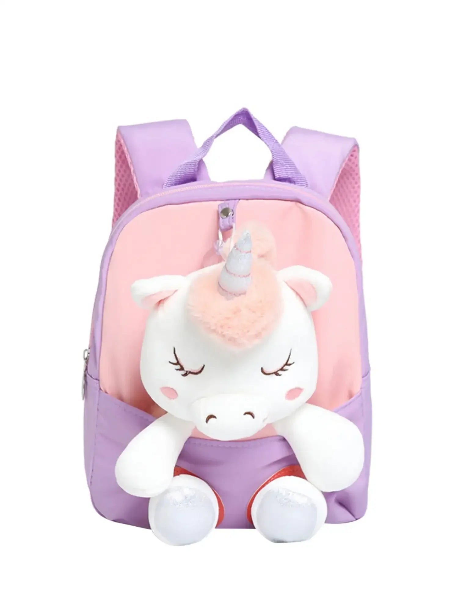 KTX-358547 Lightweight Toddler Backpack for Girls - Ideal Preschool School Bag with Stuffed Toy Features