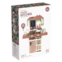 HKM-672787 63Cm Plastic Kitchen Play Set with 36 Food Toys and Light for Kids