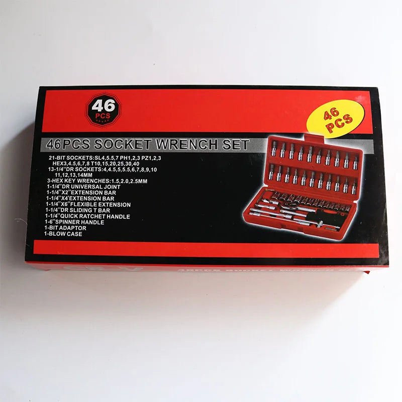 KTX-264275 46-in-1 Mechanic Socket Wrench Tool Set for Car, Motorcycle, and Bicycle Repair