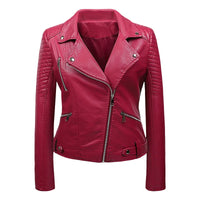 HKM-143763 PU Leather Jacket for Women Korean Version Slim Fit Harajuku Style Spring Short Flip Collar Motorcycle Jacket Clothing
