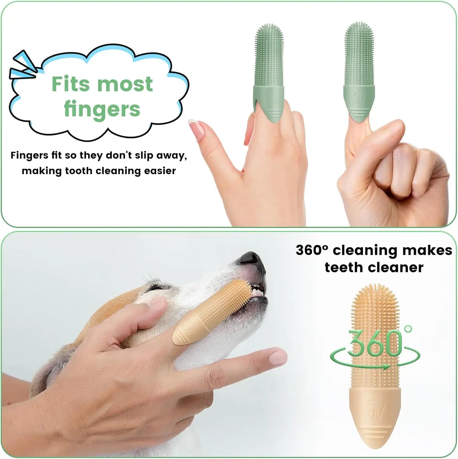 HKM-438803 Silicone 360 Degree Finger Toothbrush for Pet Teeth Cleaning - Soft Food Grade Design