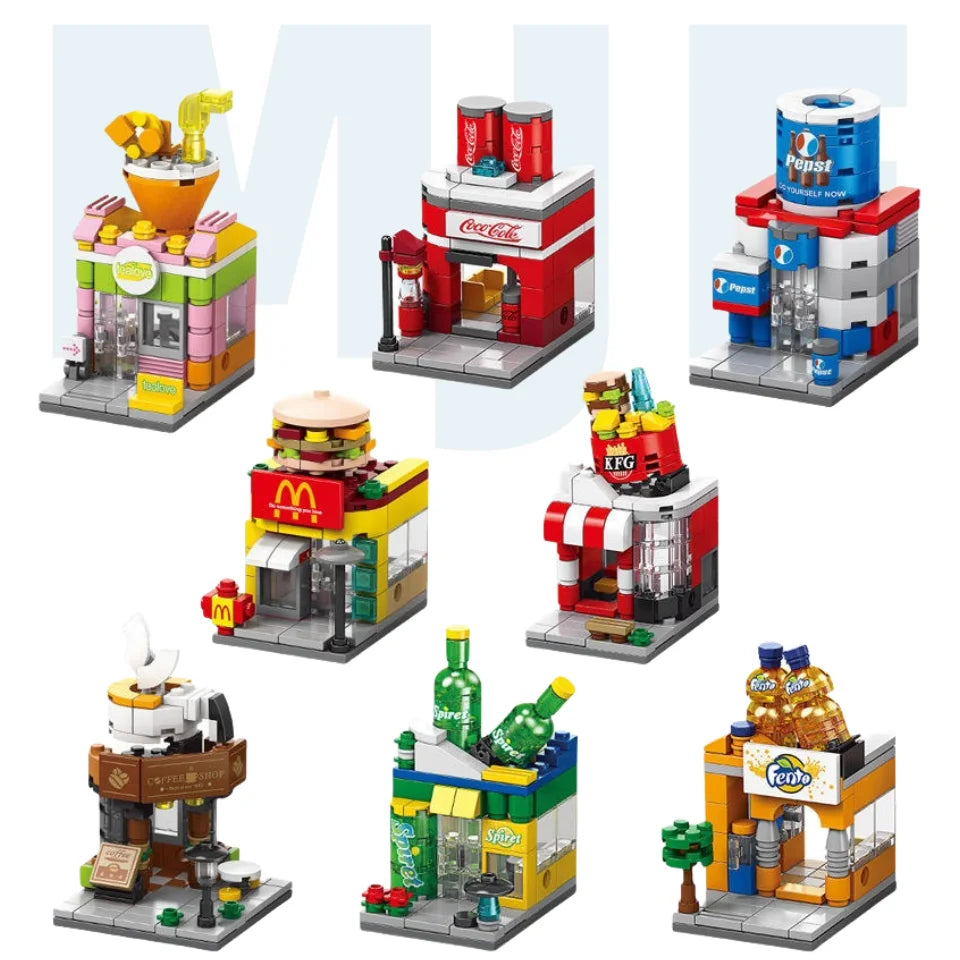 KTX-636179 8-in-1 Mini City Street View 3D Building Block Set for Kids