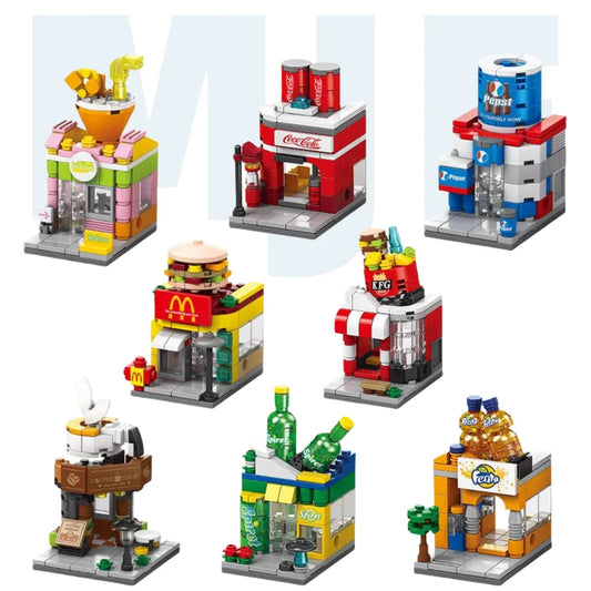 KTX-636179 8-in-1 Mini City Street View 3D Building Block Set for Kids