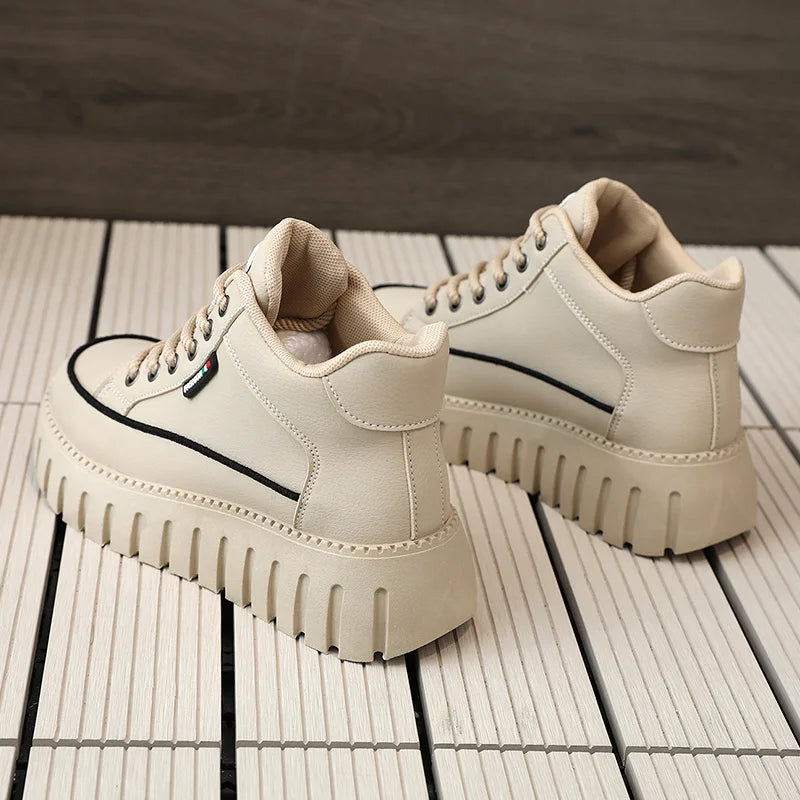 HKM-737043 ZY12262 New Versatile Board Shoes Autumn Pinecake Sole Student Thick Sole Elevated Fashion Casual Shoes