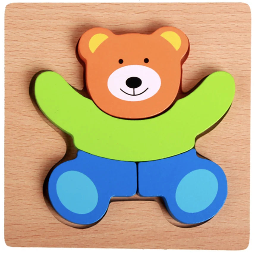 KTX-777619 Wooden Animal Puzzle Toy for Toddlers Age 1-3 - Educational and Interactive Learning Game