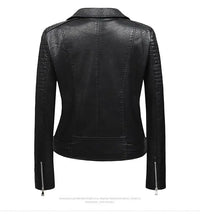 HKM-143763 PU Leather Jacket for Women Korean Version Slim Fit Harajuku Style Spring Short Flip Collar Motorcycle Jacket Clothing