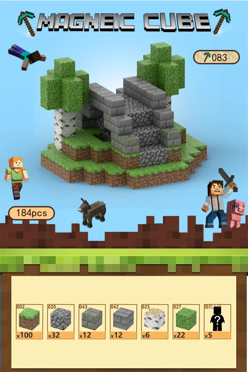 KTX-684755 Magnetic Building Block Cube Set for Kids - DIY Educational Sensory Game with Over 500 Accessories