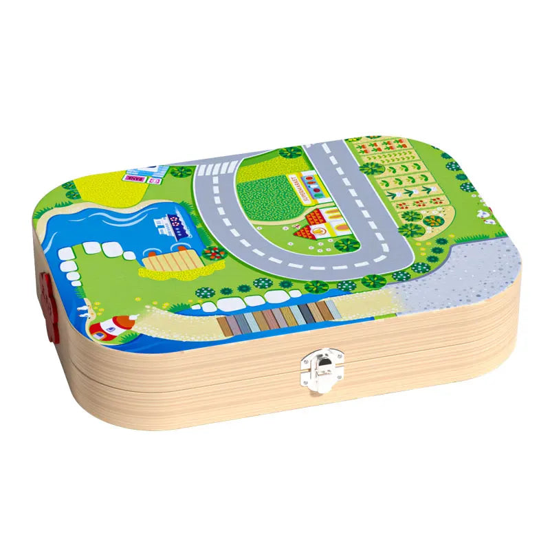 KTX-375187 Custom Wooden Educational Building Blocks for Kids - Urban Track Shape Intelligence Blocks