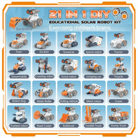 HKM-854739 21-in-1 Solar Robot Building STEM Toy Set with 210 Pieces for Ages 2-12