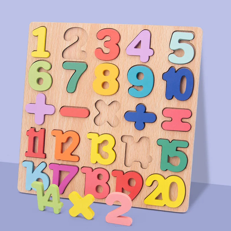 KTX-383251 3D Wooden Alphabet and Number Puzzle for Kids - Montessori Educational Activity Toy