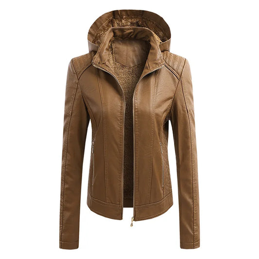 KTX-848851 Hooded Jackets Custom Detachable PU Coats Leather Jackets Clothing Brand Jacket