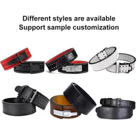 HKM-452819 Leather Weightlifting Belt - 10mm Thick Cowhide, 4-Layer Design, Lever Closure