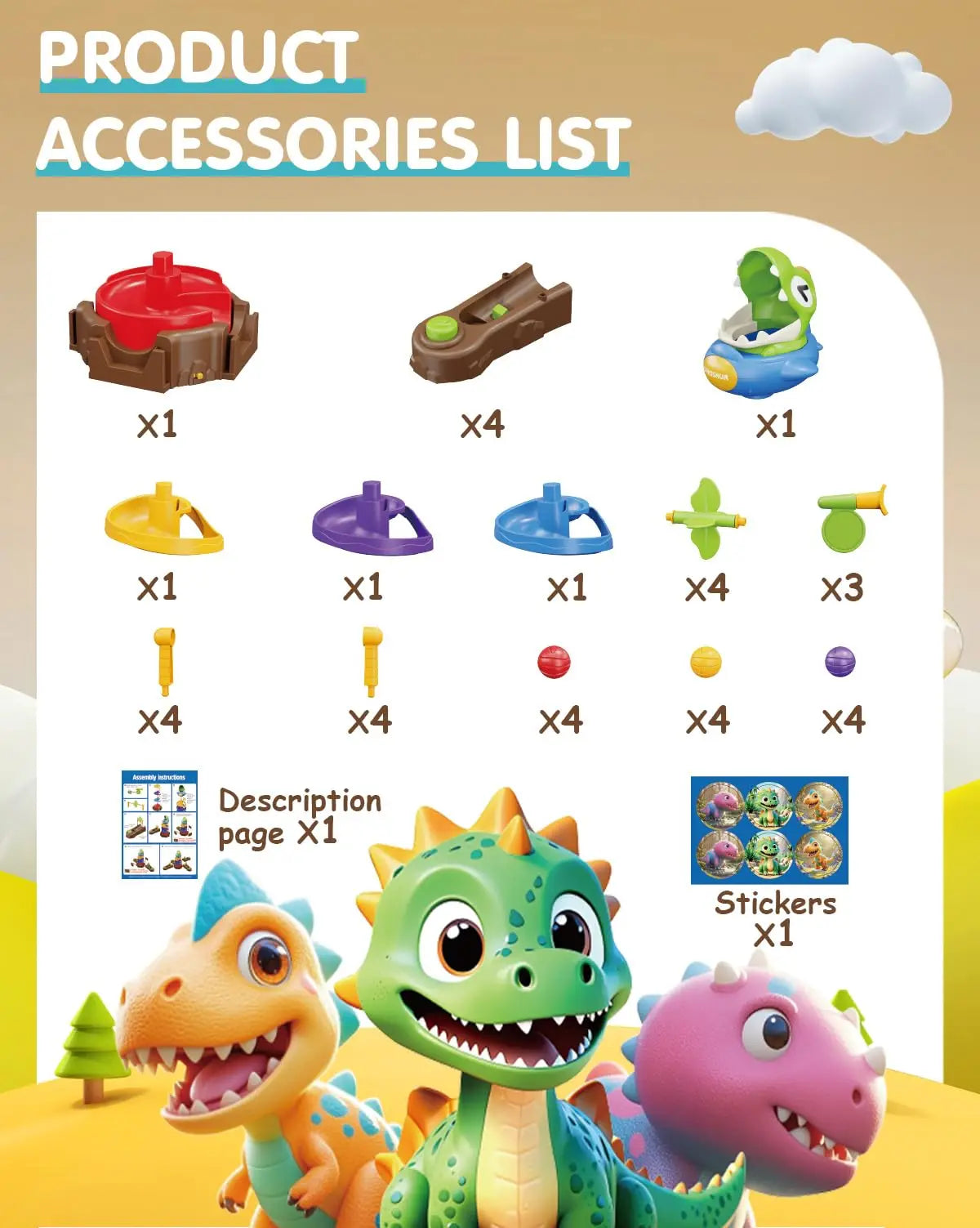 HKM-279571 Dinosaur Ball Drop Toy Set – Educational Rotating Ball Battle Game for Ages 5 and Up