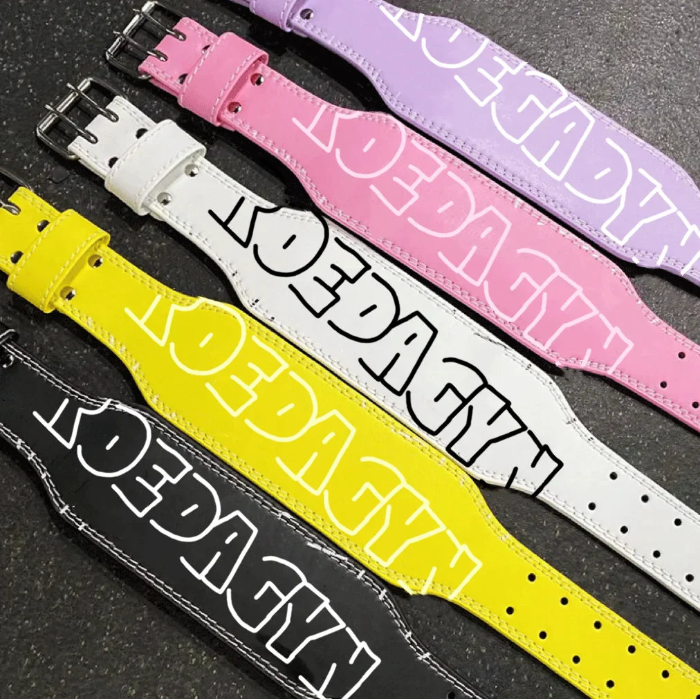 HKM-452819 Leather Weightlifting Belt - 10mm Thick Cowhide, 4-Layer Design, Lever Closure