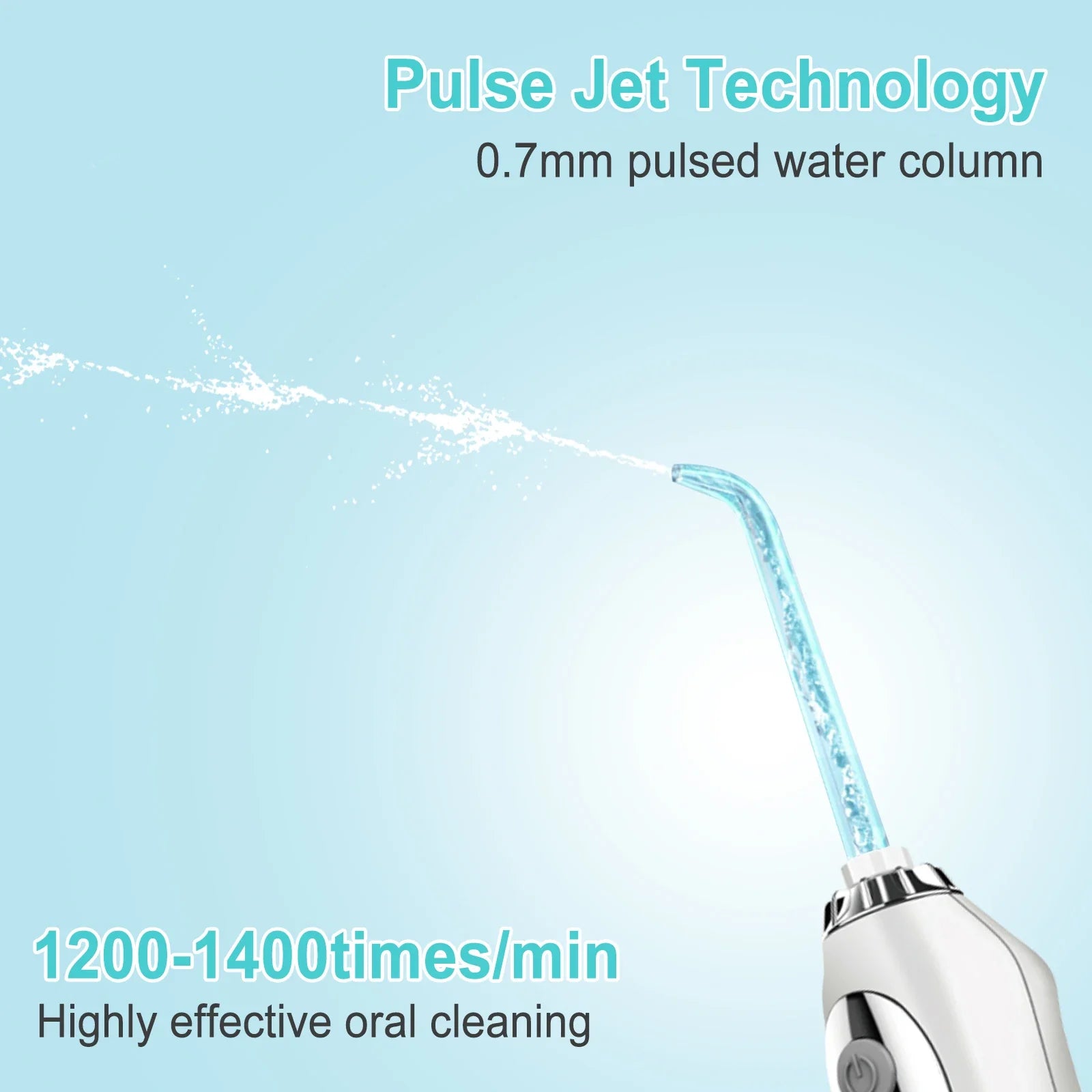 HKM-716563 Portable Wireless Water Flosser, IPX7 Waterproof Rechargeable Dental Device for Effective Oral Care