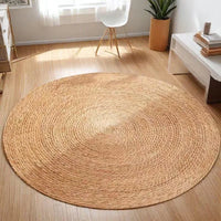 Hand-woven Sedge Solid Color American Country Style Circular Carpet Large Area Floor Mat for Living Room Hallway Clothing