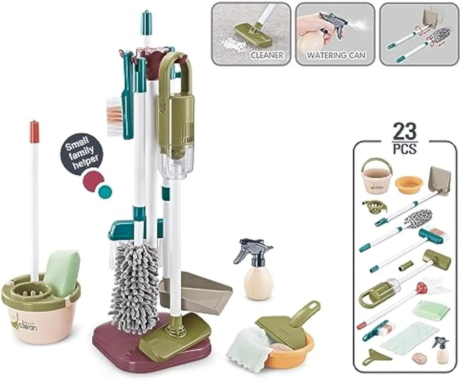 HKM-916819 Children's Cleaning Play Set with Toy Vacuum Cleaner for Pretend Housework Fun