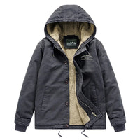 HKM-259027 Men's Winter Thickening Lamb Wool Cotton Coat With Hooded Velvet Collar Short Pilot Jacket Workwear Puffer Jacket