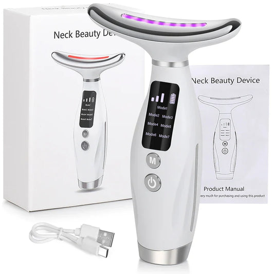 HKM-193427 Neck and Face Massage Device with Red Light Therapy, EMS Vibration, and LED Heating for Skin Rejuvenation