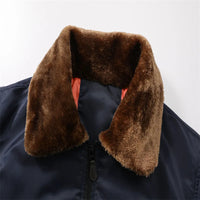 HKM-308755 Men's Retro American Flight Suit Jacket Winter Wool Collar Cotton Blouson Casual Style Zipper Closure Canvas Finished Product