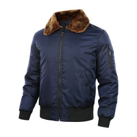 HKM-308755 Men's Retro American Flight Suit Jacket Winter Wool Collar Cotton Blouson Casual Style Zipper Closure Canvas Finished Product