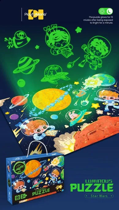 HKM-838931 Glow-in-the-Dark Children’s Puzzle Plane Educational Block Toy 26x19.5x6cm