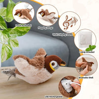 HKM-079507 Rechargeable Interactive Cat Toy with Touch Activation and Chirping Flapping Bird for Indoor Kittens
