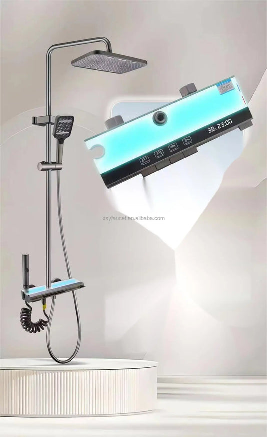 KTX-113939 Waterfall Shower Panel with Body Massage Jets and Hand Spray