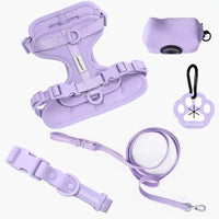 HKM-406035 Custom Neoprene Cat and Dog Collar Harness Leash Set in Luxury PVC - Hands-Free Design