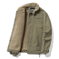HKM-259027 Men's Winter Thickening Lamb Wool Cotton Coat With Hooded Velvet Collar Short Pilot Jacket Workwear Puffer Jacket