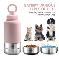 HKM-387923 32oz Stainless Steel Insulated Water Bottle with Magnetic Lid and Dual Bowls for Dogs