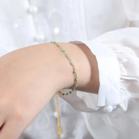 HKM-887379 Fashion New Seed Bead Necklace 18K Gold Bohemian Style Enamel Drop Oil Color Crystal Beaded Choker Necklace Bracelet Jewelry Set
