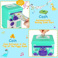 HKM-719059 Dinosaur Mini ATM Piggy Bank for Kids – Fun Plastic Saving Toy with Sound Feature