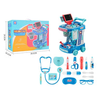 HKM-229843 Kids Doctor Play Set - Pretend Play Medical Trolley for Ages 2 to 13 Years - Plastic Components