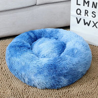 HKM-535955 Super Soft Round Washable Plush Donut Dog and Cat Cushion Bed with Velvet Mat
