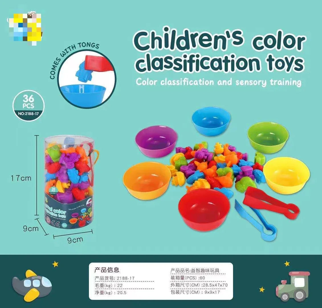 KTX-951507 Educational Dinosaur Counting Toy Set for Kids - Soft Rubber Montessori Colour Classification Cognitive Learning