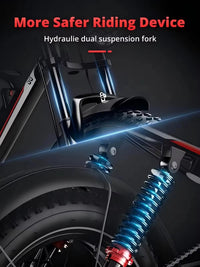HKM-7656659 Electric Bike 2000W Dual Motor 48V 18Ah Battery 37 Mile Range 20-Inch Fat Tires Hydraulic Brakes 7-Speed