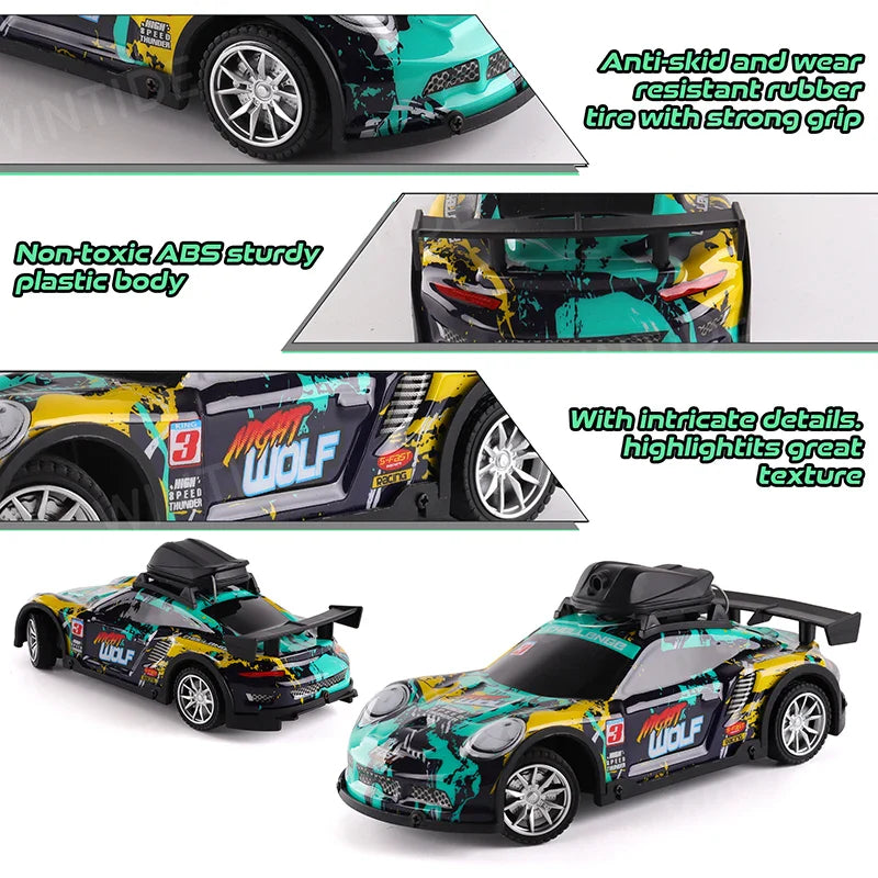 HKM-722515 2.4G Remote Control Racing Drift Car with FPV Camera and Lights for Kids