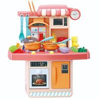 HKM-524755 Realistic Sounds and Lights Kitchen Playset for Kids - 23-Piece Role Play Cooking Toy Set