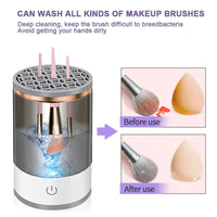 HKM-406995 Portable 2-in-1 Electric Makeup Brush Cleaner for All Sizes - Cosmetic Washing Tool and Holder Set