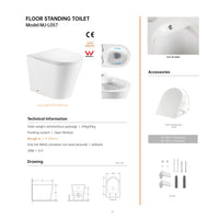 HKM-3198163 Smart Toilet One Piece P-Trap Open Rimless Cyclone Flush White Ceramic Floor Standing Bidet Seat Toilet White