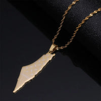 HKM-871571 Inspire Jewelry Hot Selling Wholesale 18K Gold Plated Stainless Steel Israel and Palestine Map Pendant Necklace for Women Men