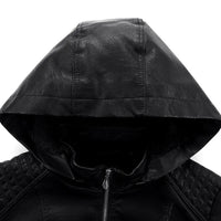 HKM-848851 Hooded Jackets Custom Detachable PU Coats Leather Jackets Clothing Brand Jacket
