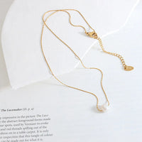 HKM-068179 Newest Design Simple Single Pearl Stainless Steel Wire Chain Necklace Jewelry