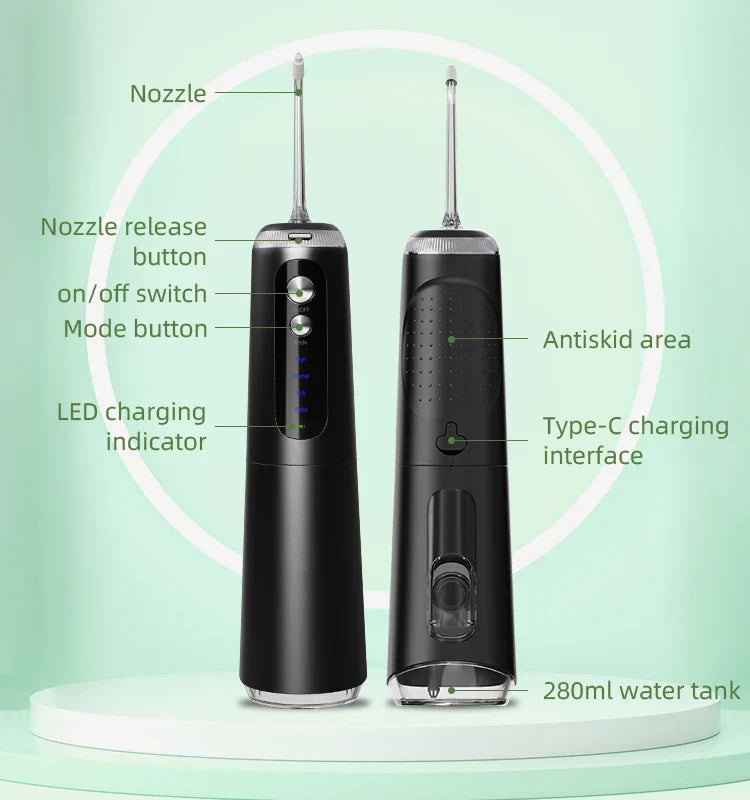 HKM-011475 Waterproof IPX7 Oral Irrigator with 5 Modes, Rechargeable Dental Jet Flosser, 280ml Water Tank Capacity