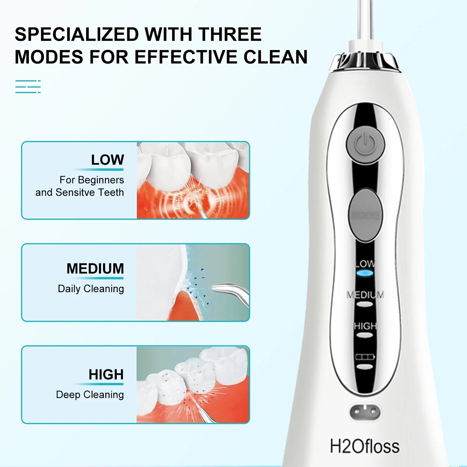 HKM-716563 Portable Wireless Water Flosser, IPX7 Waterproof Rechargeable Dental Device for Effective Oral Care