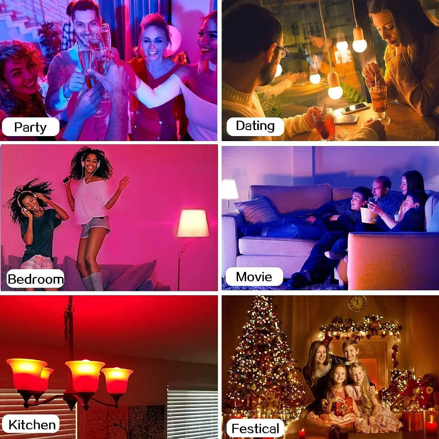 KTX-359123 Dimmable RGB LED Light Bulb E26/E27 - Multicolor Remote Control Options for Home and Party Use